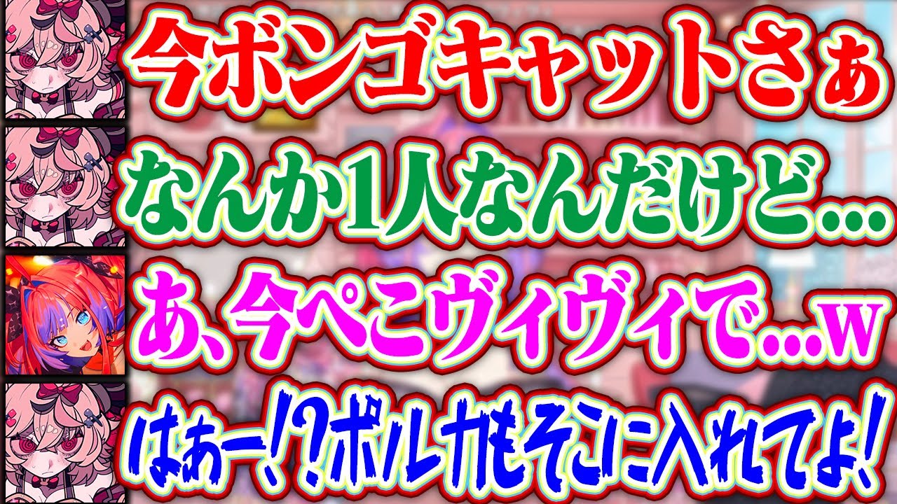 【ボンゴキャット】最初はポルカとヴィヴィで遊んでたのに途中からぺこらとやってて嫉妬するポルカ+はじめ番長もラヴ上等にハマってくれた話【ホロライブ/綺々羅々ヴィヴィ/尾丸ポルカ/兎田ぺこら/轟はじめ】