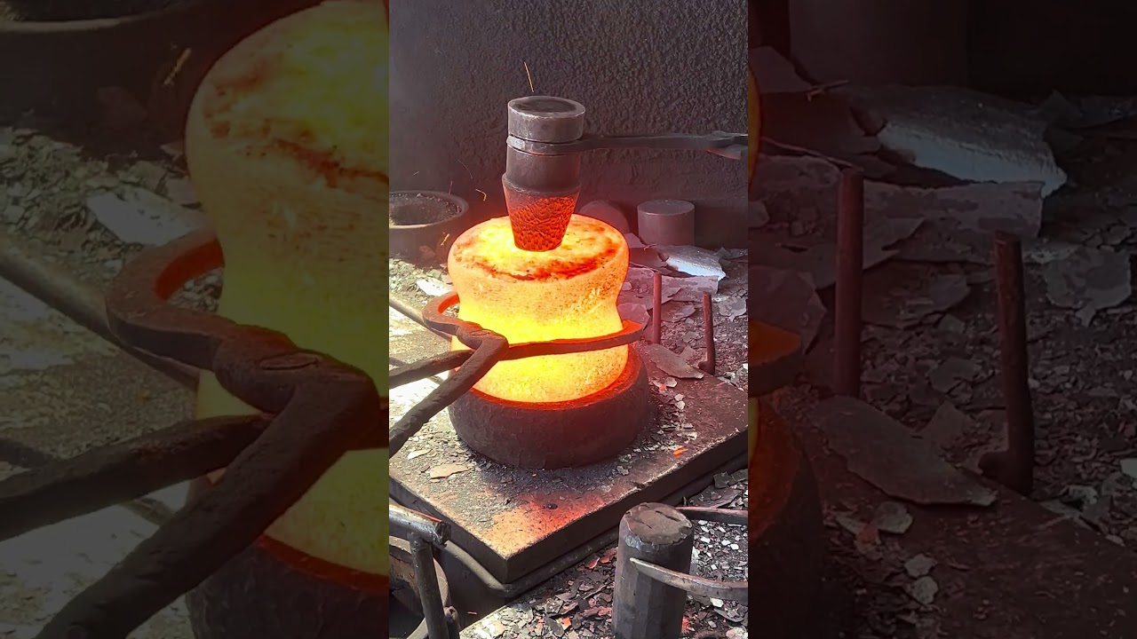 Global forging factory Air Hammer Teamwork Turns Steel Into Perfect Rings #forge #forging #factory
