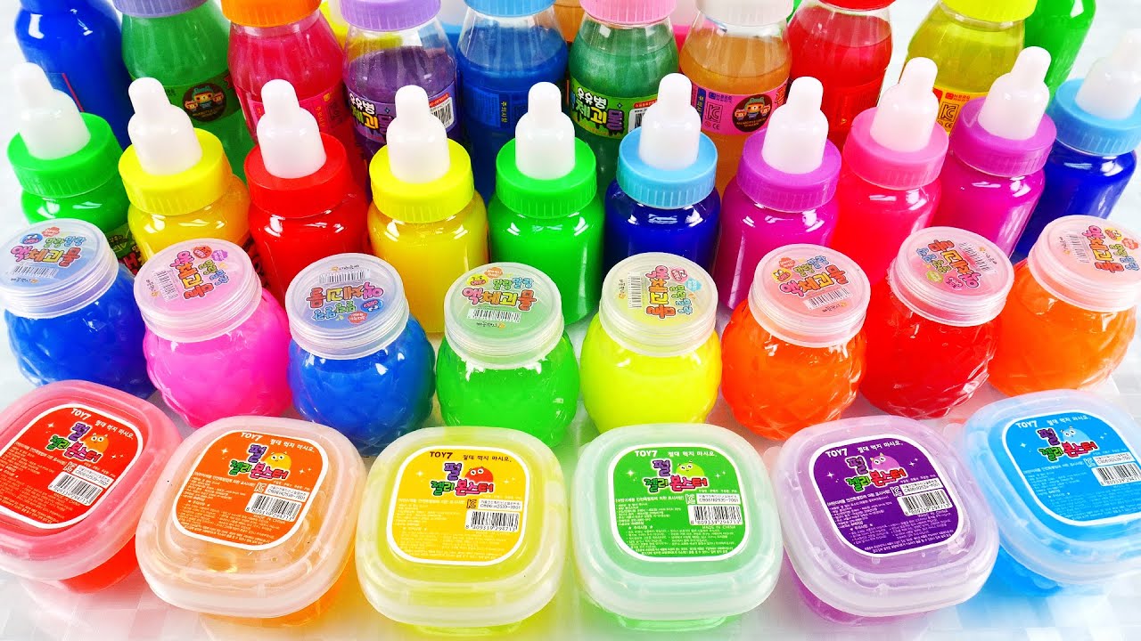 Satisfying Video How to make Rainbow Store Bought Slime Mixing All My Slime Smoothie Cutting ASMR