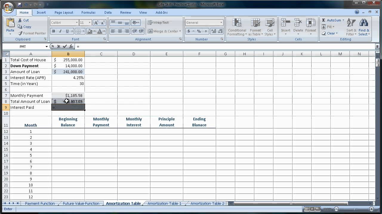 Excel 2007-2010 Amortization Tables (Loan Amounts You Pay Each Month).mov