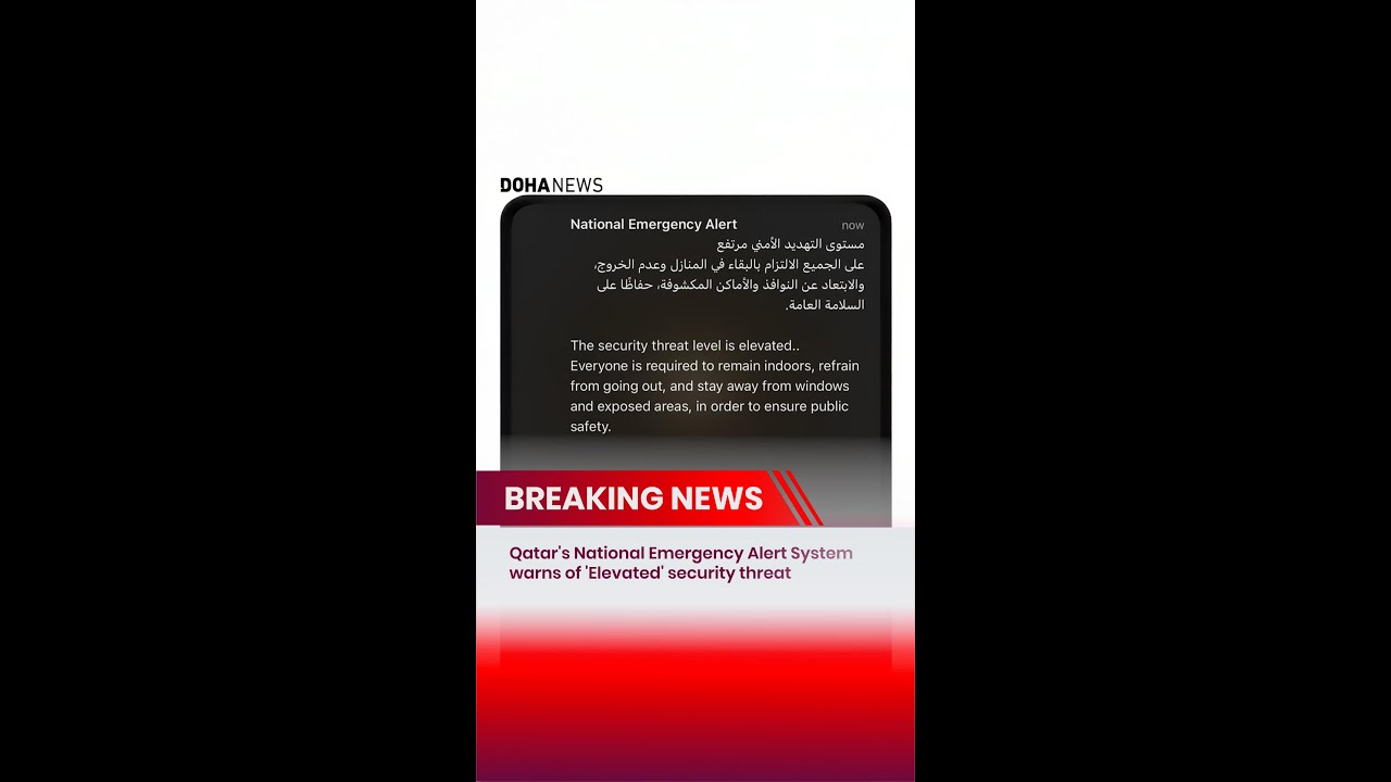 Qatar's National Emergency Alert System warns of 'Elevated' security threat