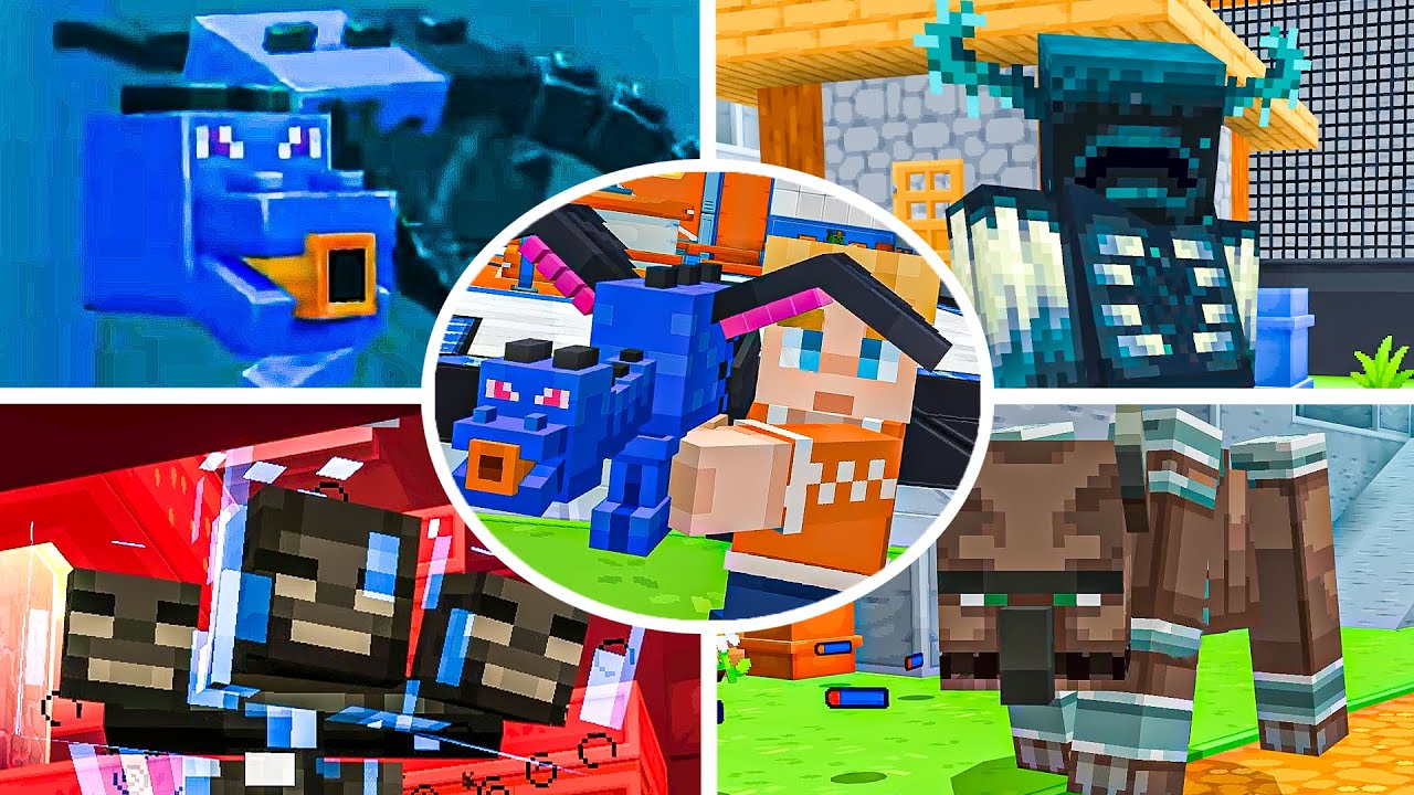 Minecraft x NERF World DLC - All Bosses Fight Gameplay