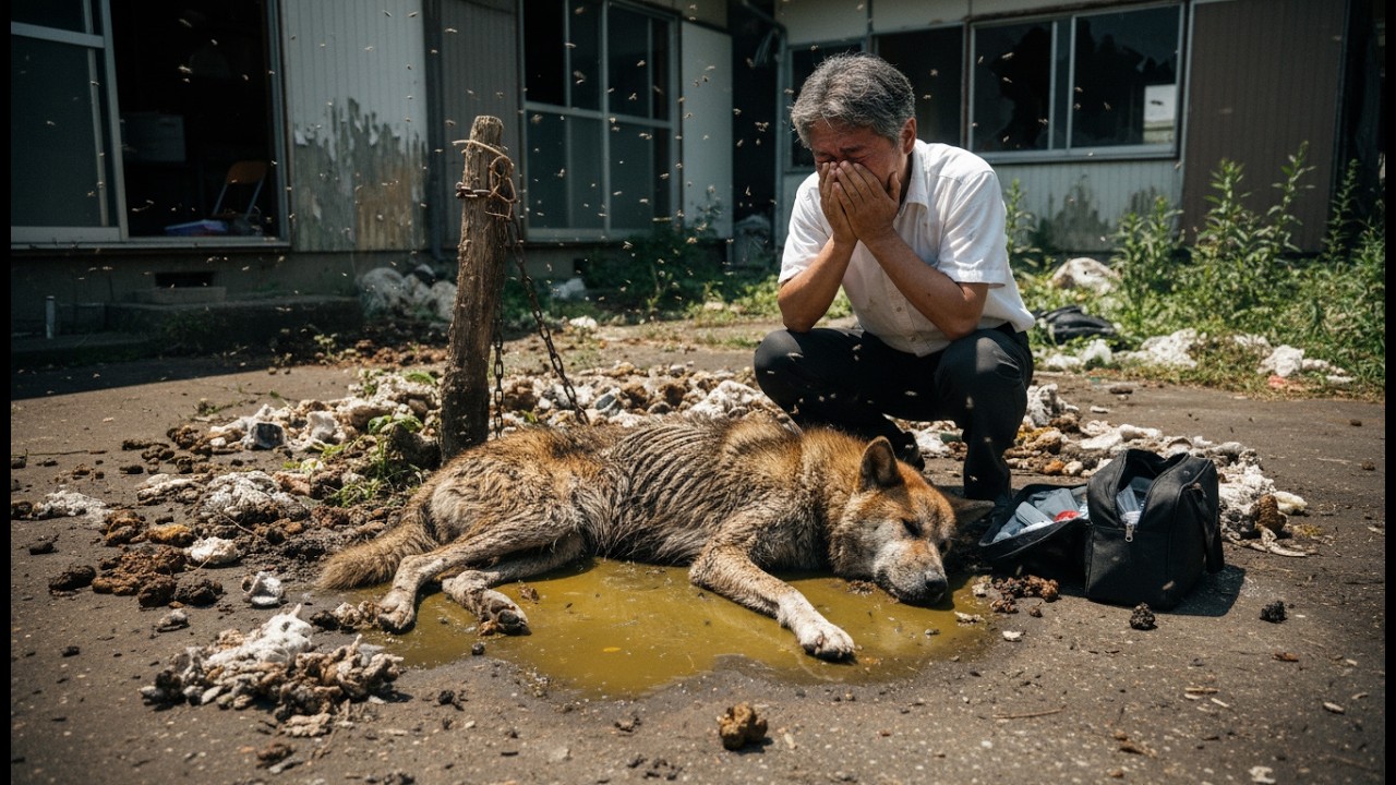 鎖に繋がれ餓死寸前だった秋田犬を保護した獣医―回復した犬が最初に取った行動に涙が止まらない