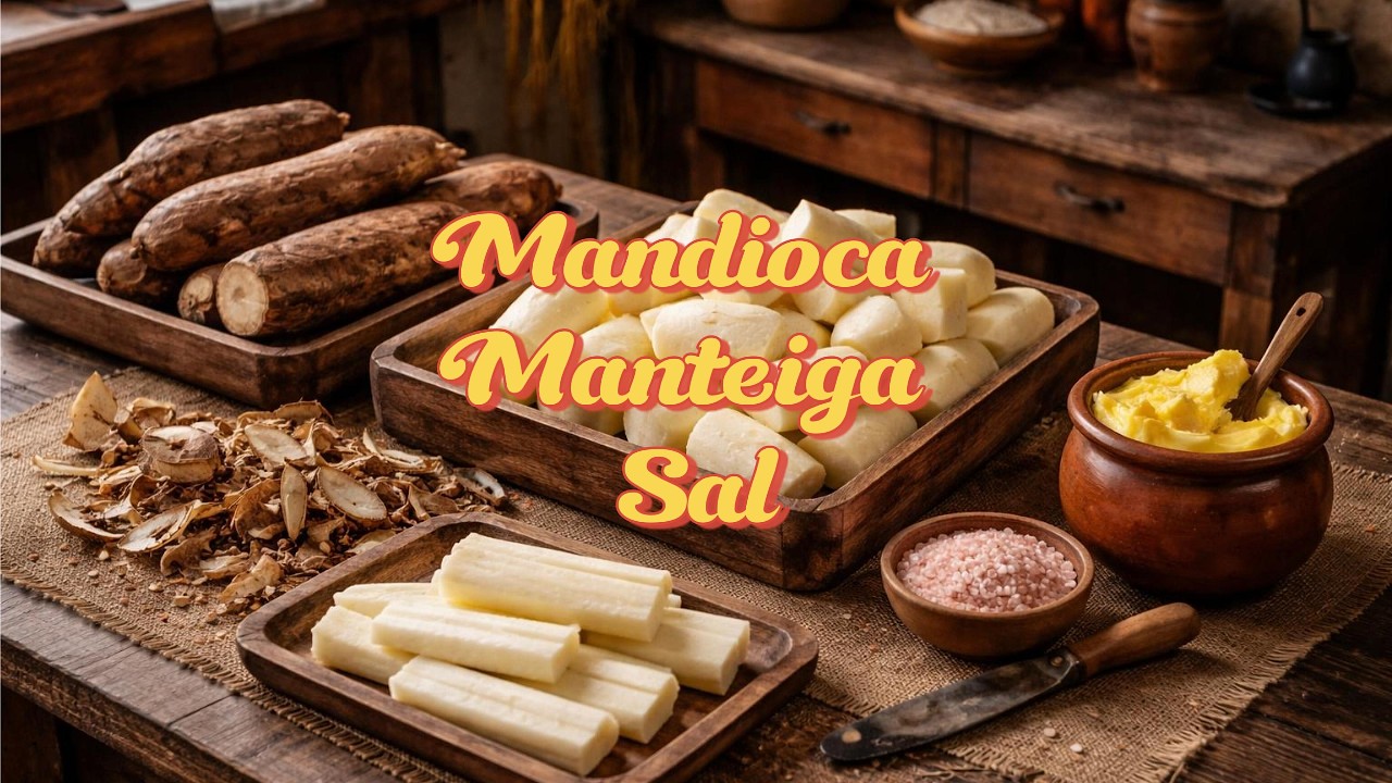 Mandioca manteiga e sal
