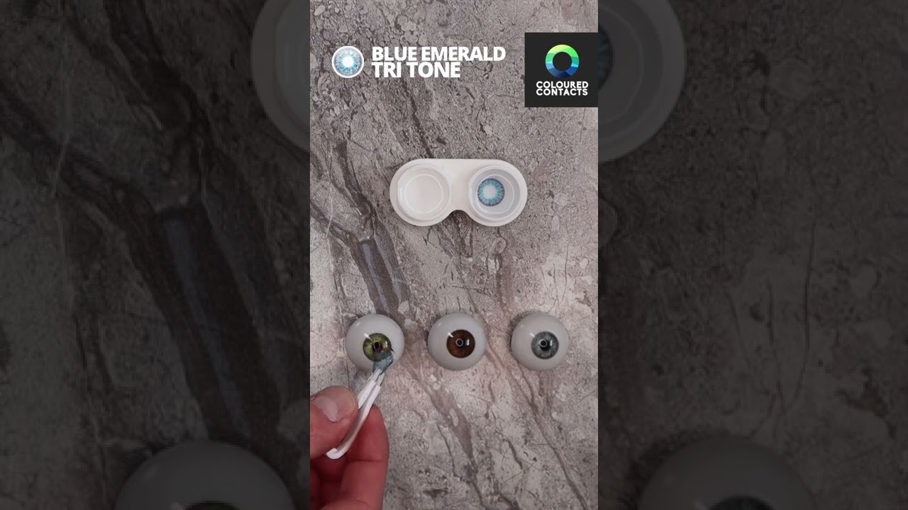 Blue Emerald Tri Tone Coloured Contacts Try On