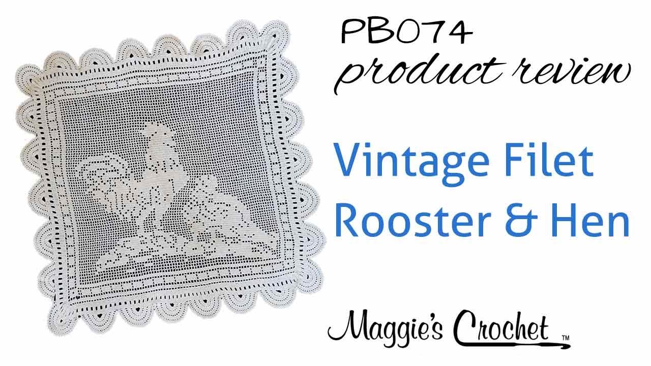 Vintage Filet Rooster & Hen Crochet Pattern Product Review PB074