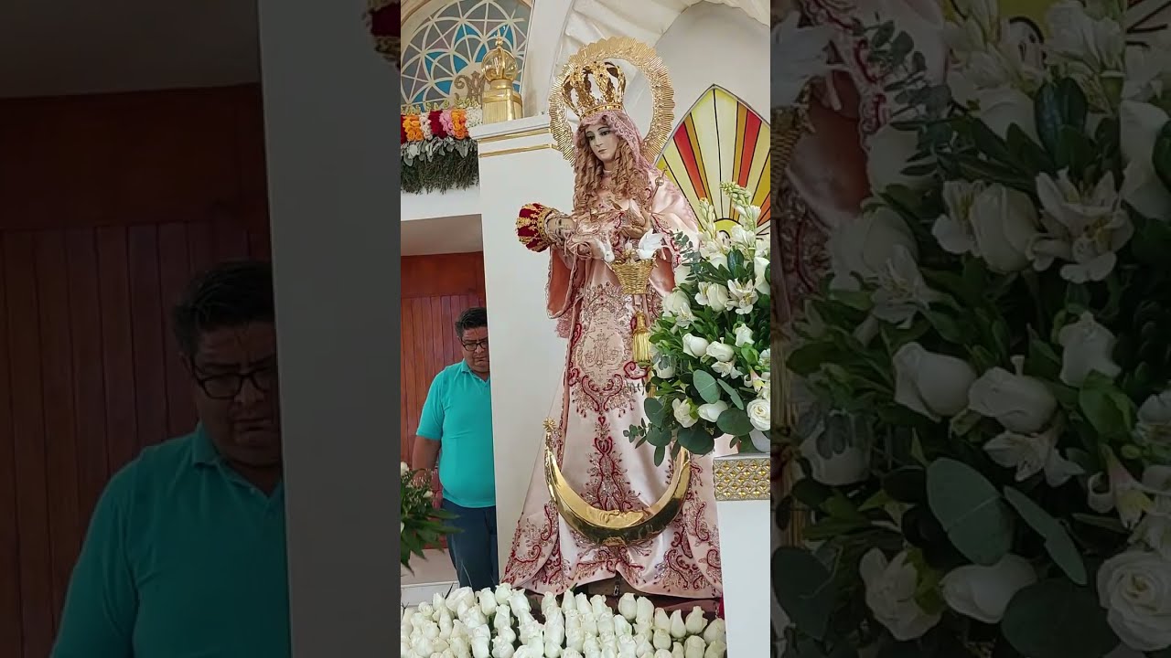 Colocación de la portentosa imagen de la Sma. Virgen de la Candelaria en su trono para su festividad