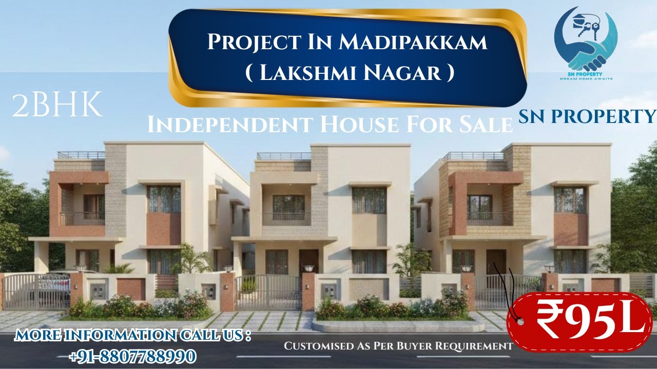 🏡 Madipakkam Lakshmi Nagar 95Lakhs New 2BHK Independent House  | Customised As Per Buyer Requirement