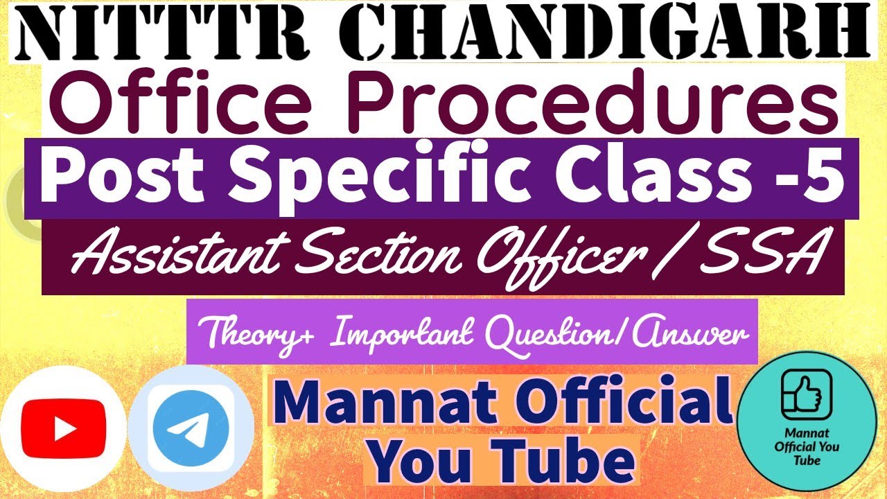 NITTTR Chandigarh ASO,SSA Post Specific Class 5 #nitttr #aso #ssa