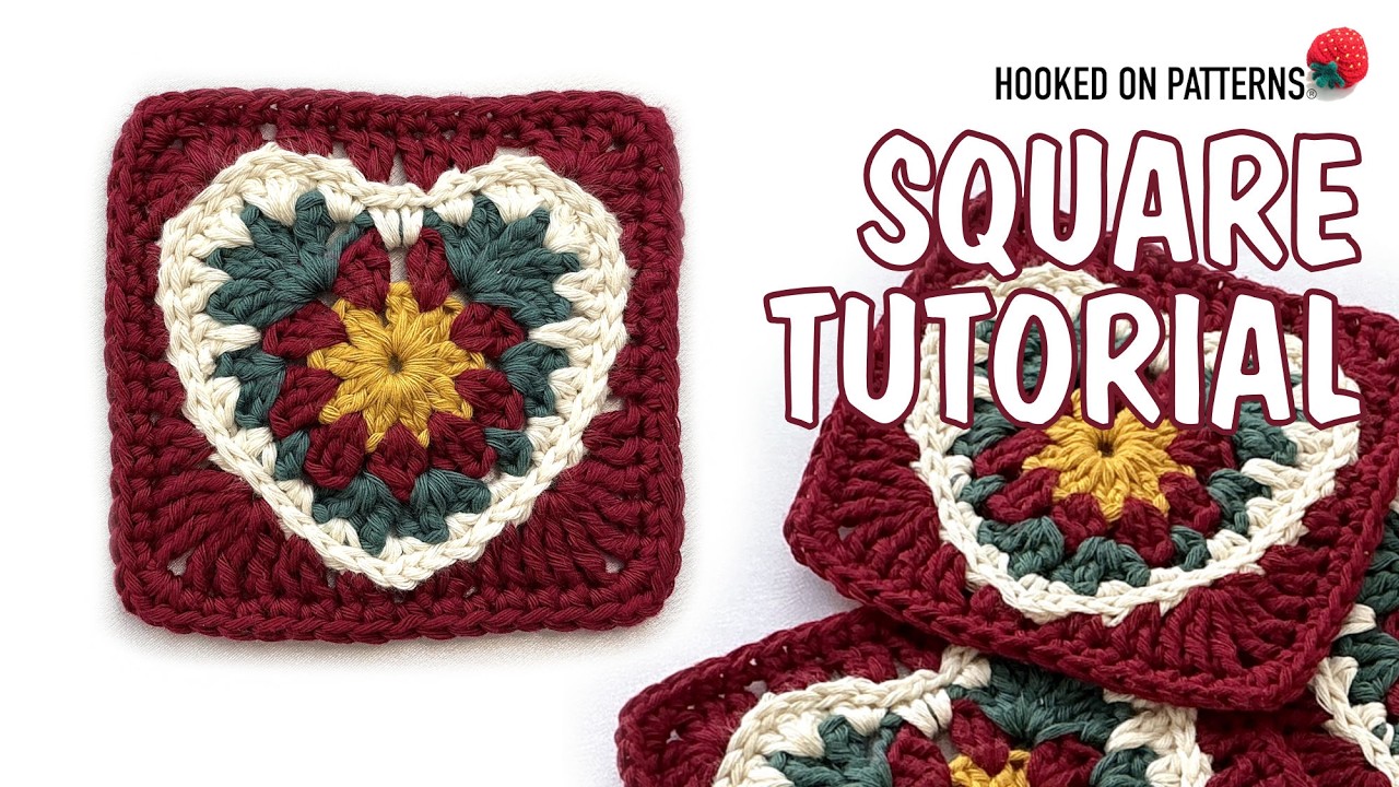 Free Granny Heart Square Crochet Pattern Video Tutorial - Part 2 - How to make a Heart Granny Square