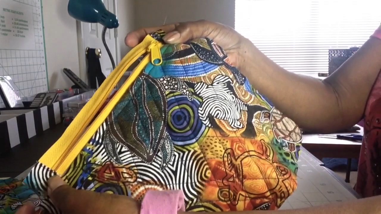 Quilted Zipper Pouch with zipper tabs