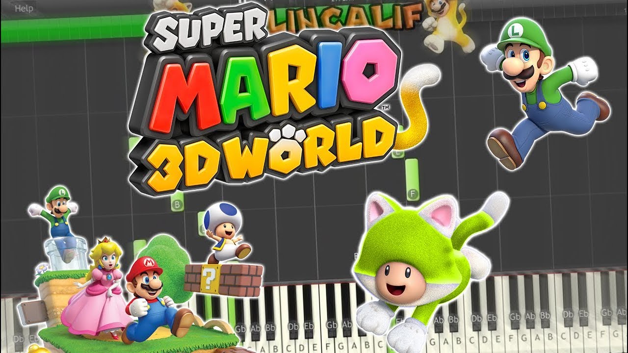 Super Mario 3D World - Super Bell Hill/Main Theme Piano Tutorial Synthesia