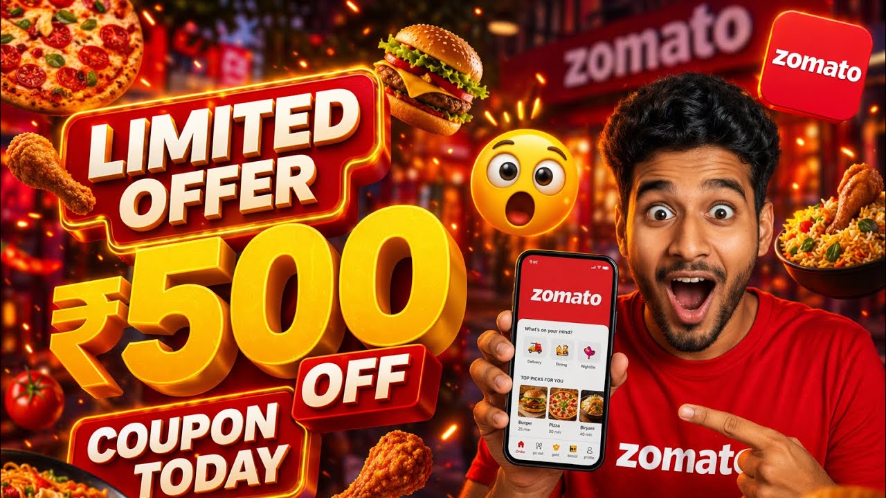 🔥 Zomato Coupon Code Today 💥 Get 90% OFF + Free Delivery 🍔 Latest Working Deals 2026 🚀