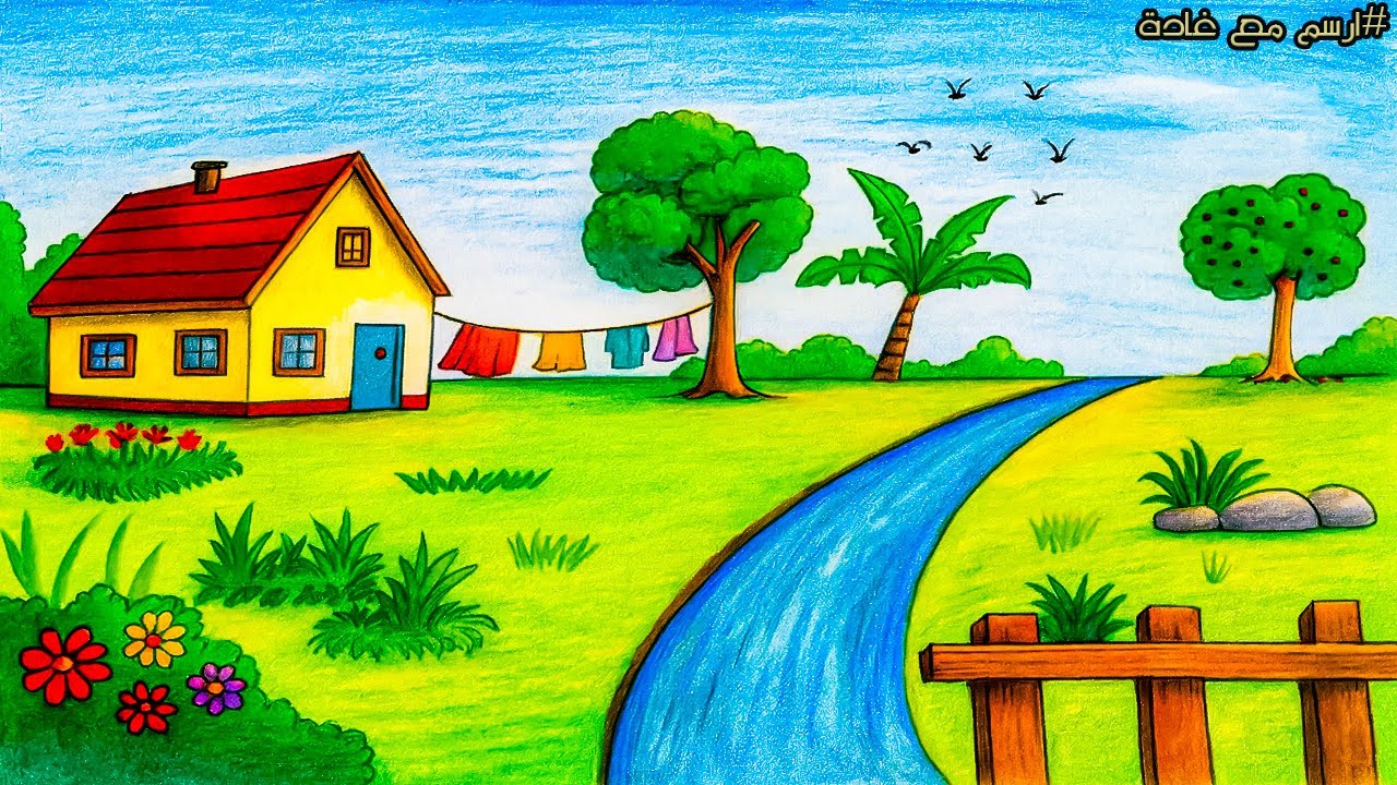 رسم منظر طبيعي سهل وبسيط بالألوان الاكليريك|| Easy and simple acrylic landscape painting