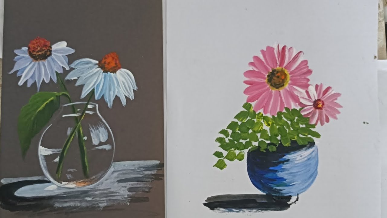 Easy one stroke flower painting tutorial for beginners