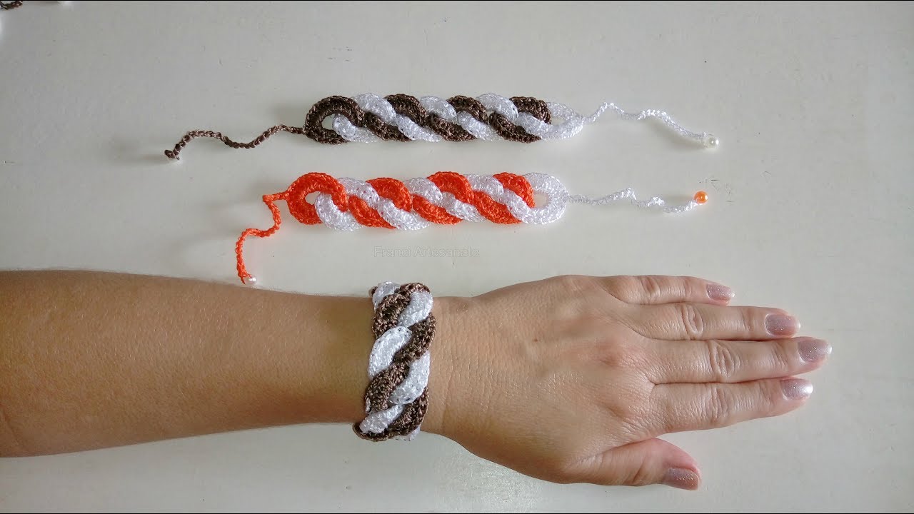 PULSEIRA ENTRELA&Ccedil;ADA DE CROCH&Ecirc; - FRANCI ARTESANATO