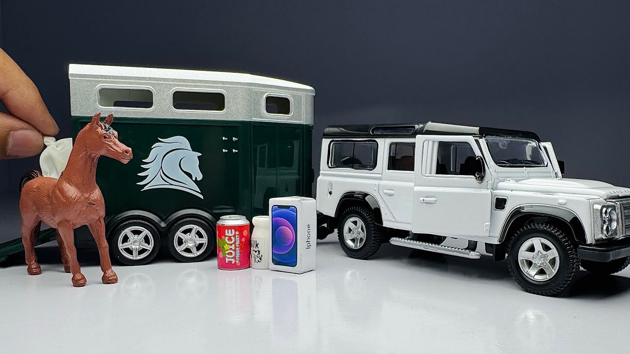 Most Realistic 1/36 Scale Land Rover Jeep Wrangler RV Trailer Truck Miniature Horse 🐎