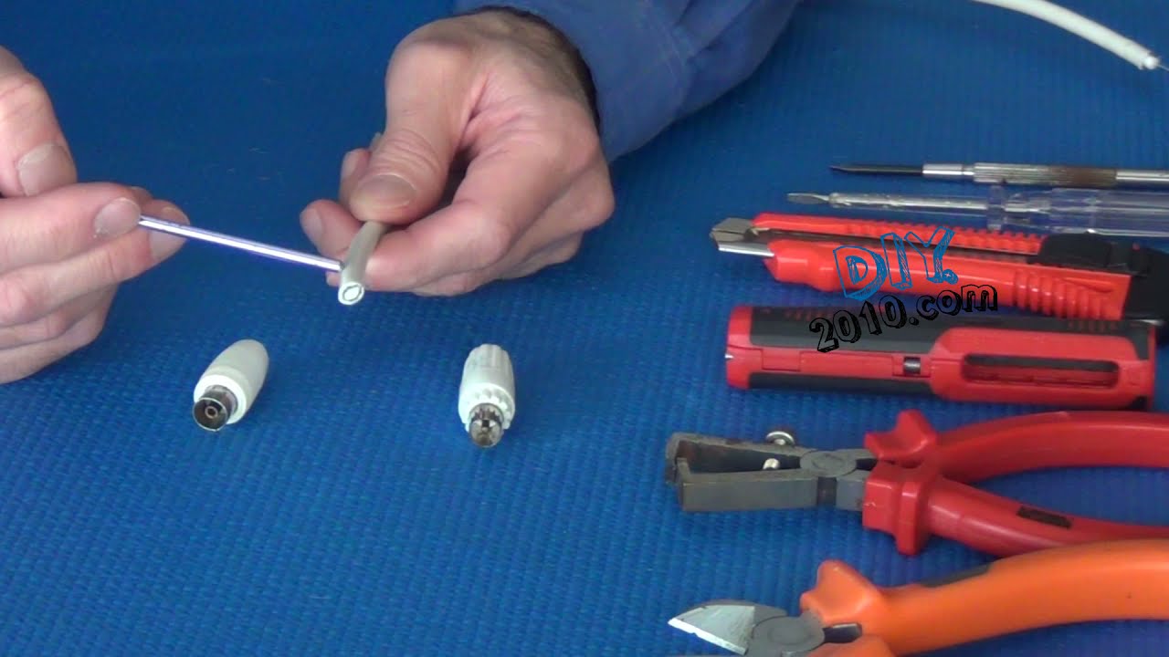 How to put a Coaxial Connector on TV Cable | How to Cut, Strip, and Crimp a TV Coax Cable | TV  plug
