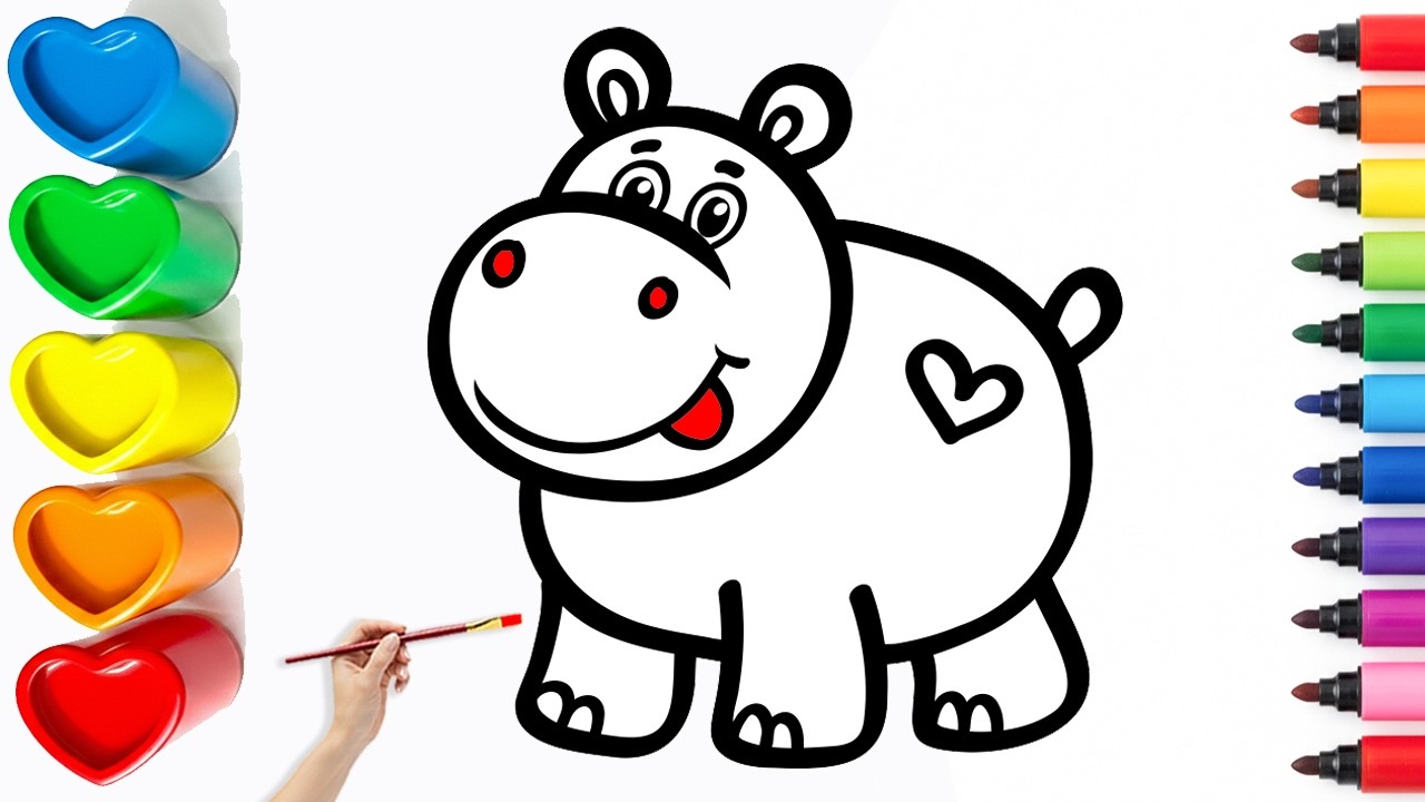 🦛Drawing and Coloring a Cute Hippo | Easy Step By Step Tutorial #24