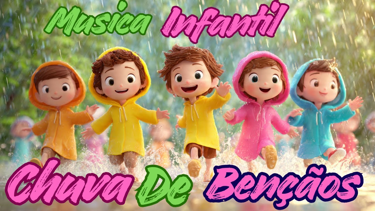 Chuva de Bênçãos 🌧️ | Música Infantil Cristã | Crianças Brincando na Chuva com Jesus