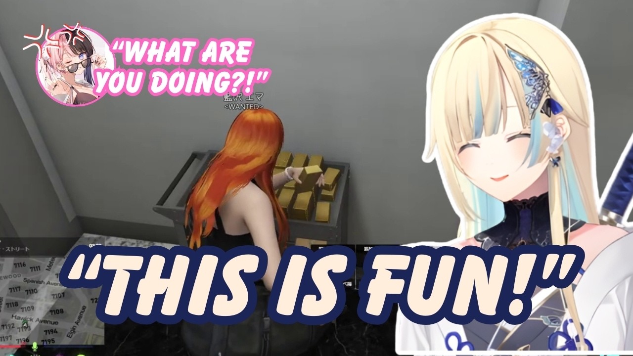 【GTA MADTOWN (β)】Ema's FIRST SOLO BANK ROBBERY and POLICE CHASE!【VSPO! Eng Sub】