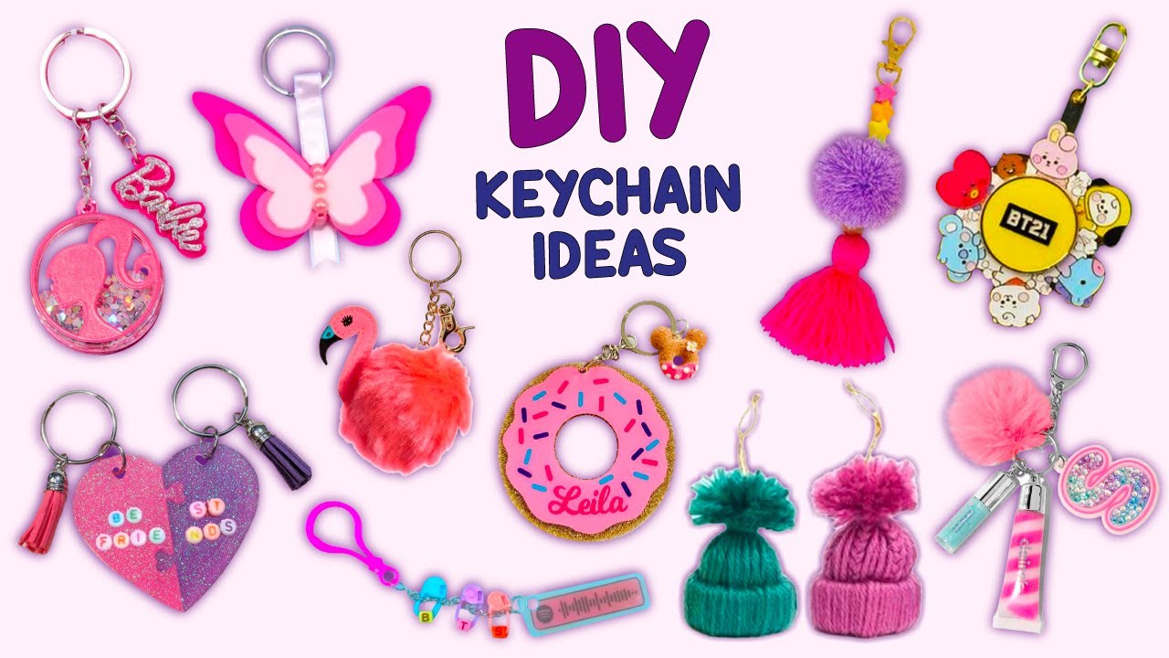 10 DIY KEYCHAIN IDEAS - How To Make Super Cute Keychains - BTS - Barbie - BFF Gift and more...