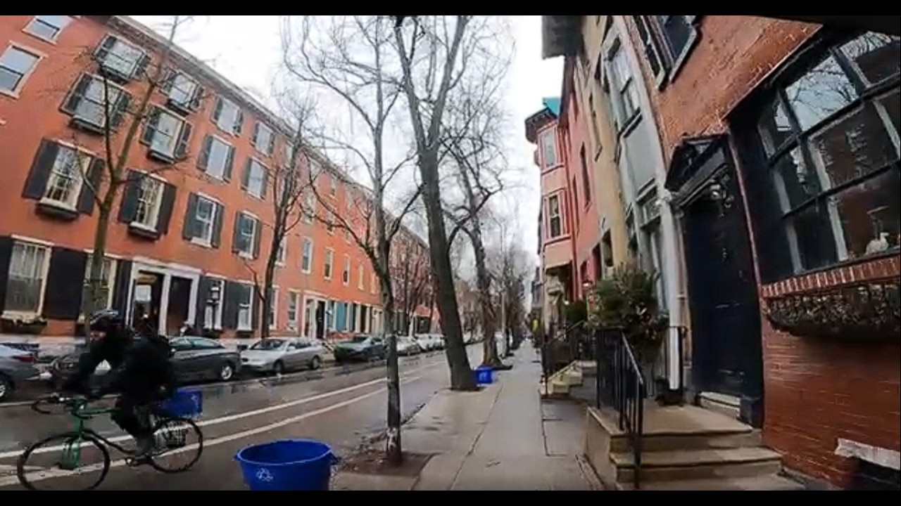 RAIN WALK ** Light Talking ASMR ** East on Addison to 17th then North * Rittenhouse Square Area [4K]