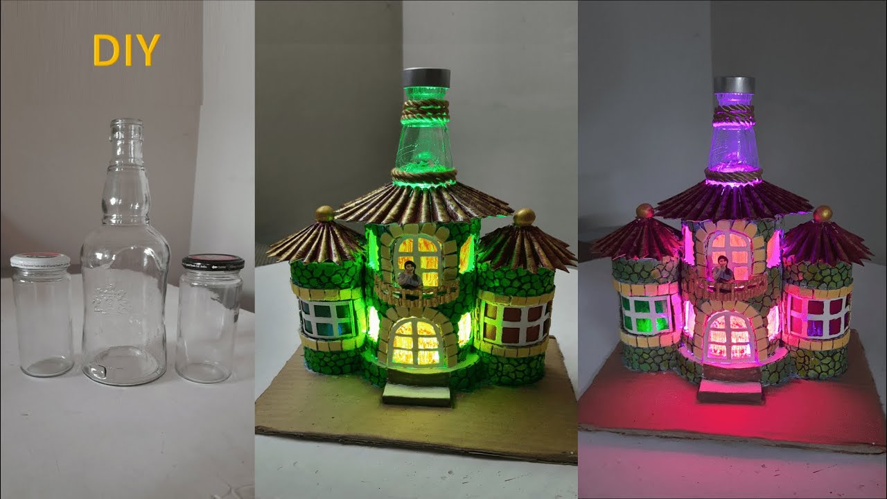 DIY Fairy bottle house I Cardboard bottle house I bottle house craft I Glass bottle crafting I