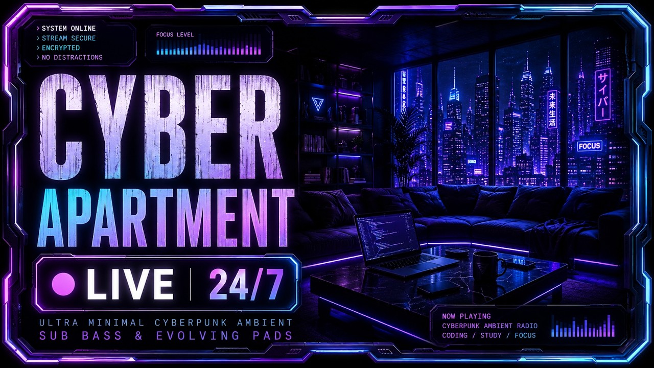 🔴 Ultra Minimal Cyberpunk Ambient | Sub Bass & Evolving Pads | 24/7 Coding Radio