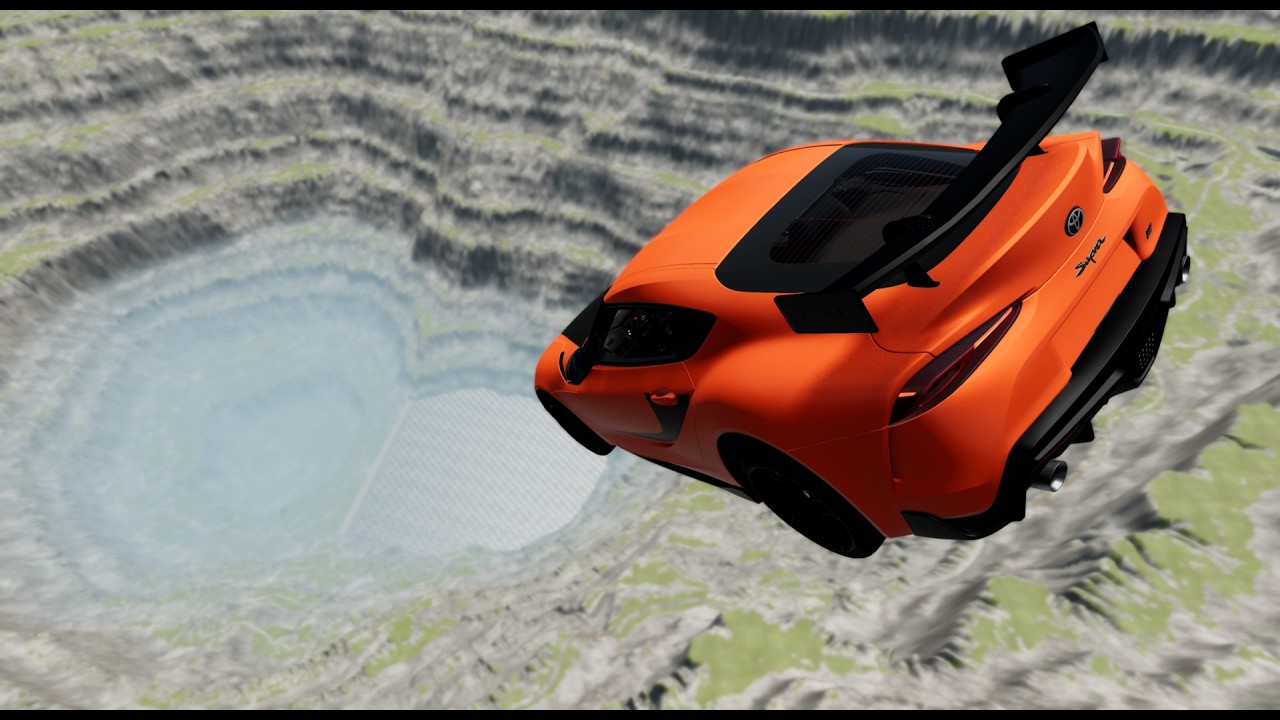 Batida do Toyota GR Supra Leap of Death no BeamNG.Drive
