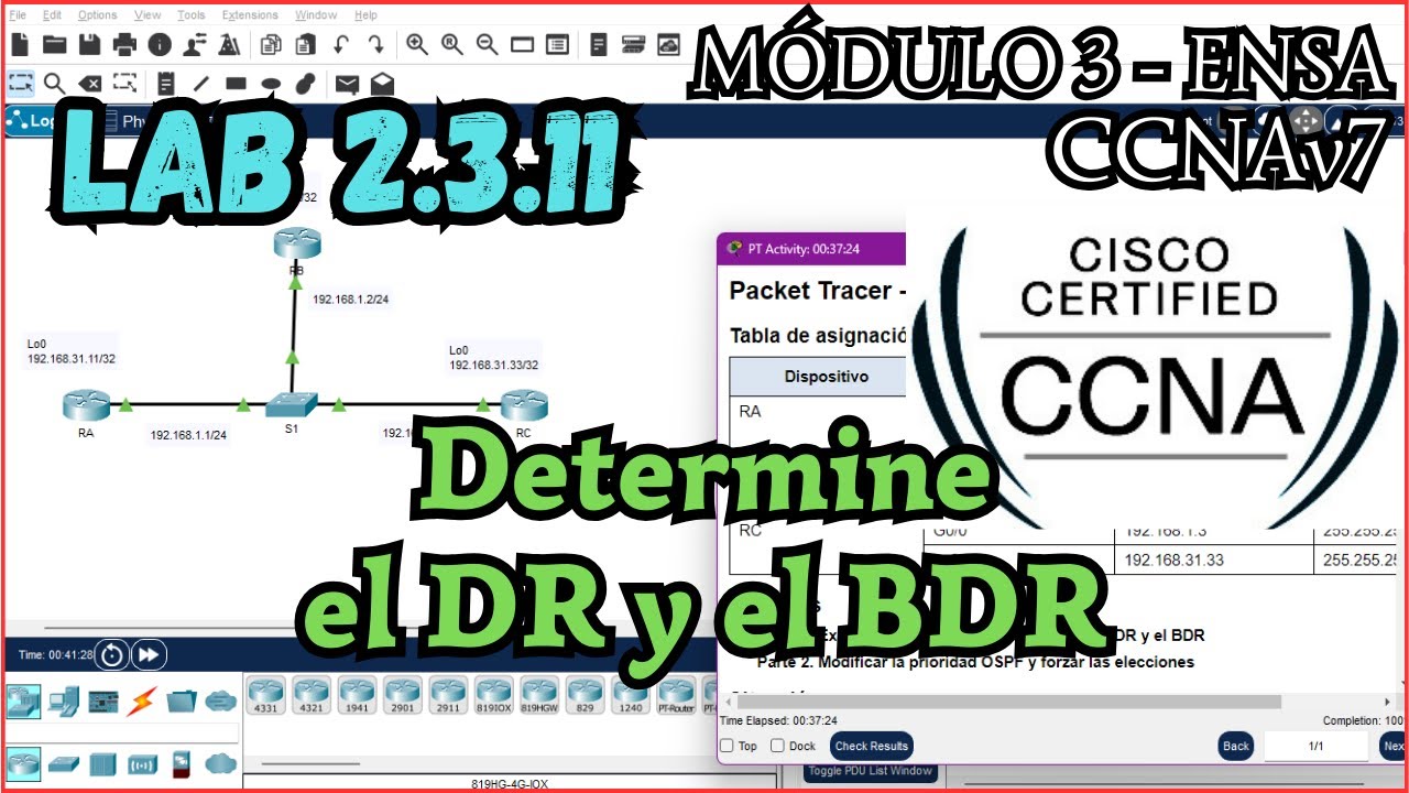 2.3.11 Packet tracer - Determine el DR y el BDR (Resolucion)