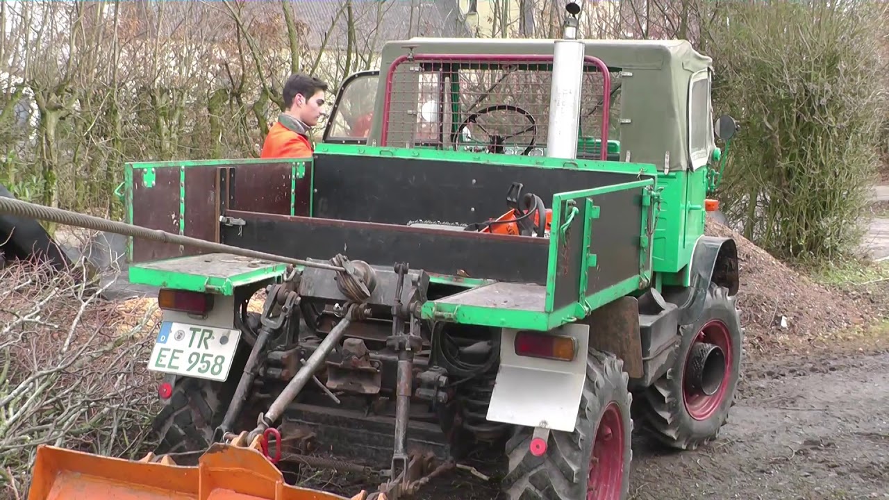 Bäume fällen/tree felling skills mit Unimog 411 /Stihl 034