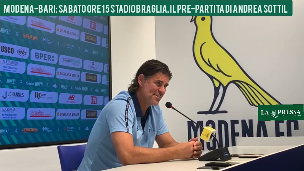 Modena - Bari, sabato ore 15. Il prepartita dell'allenatore giallobl&ugrave; Andrea Sottil