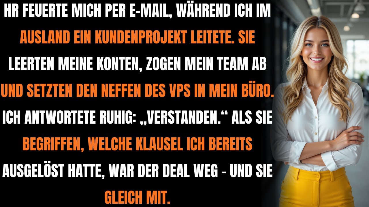 HR feuerte mich mitten im Deal – also aktivierte ich die 180-Millionen-Klausel