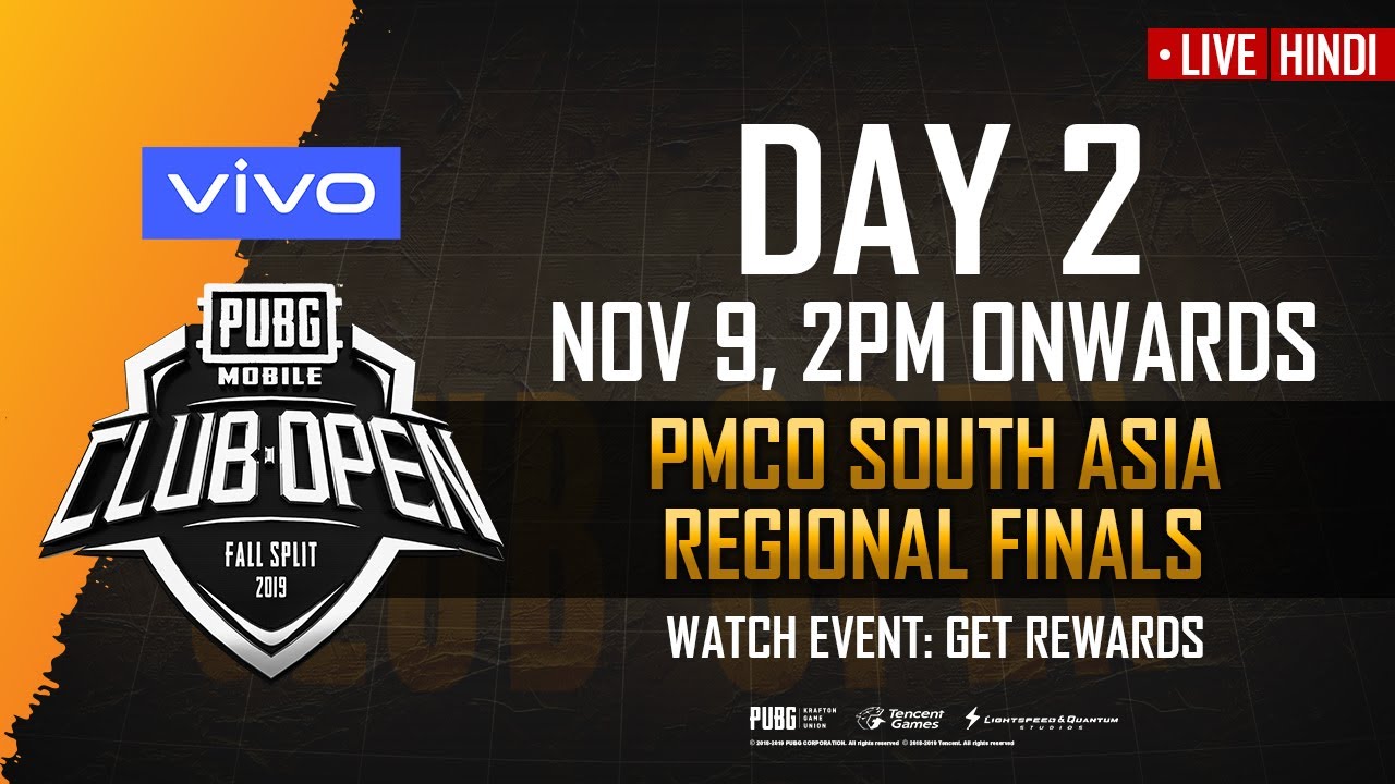 [Hindi] PMCO South Asia Regional Finals Day 2 | Vivo | Fall Split | PUBG MOBILE CLUB OPEN 2019