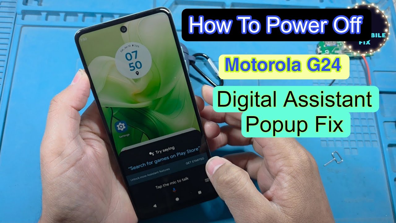 How to Power Off Motorola G24 Digital Assistant Popup Fix | Motorola G24 Google Assistant power menu