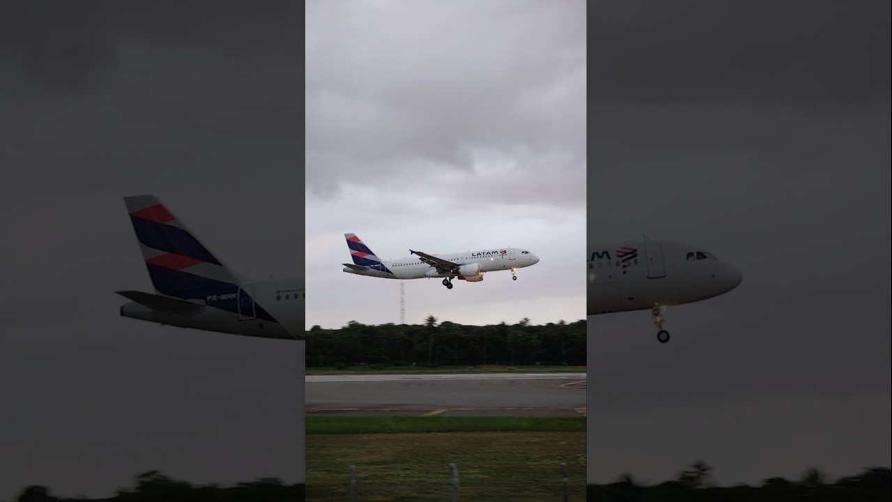 Pouso Airbus A320-200. LATAM airlines no aeroporto de Salvador.