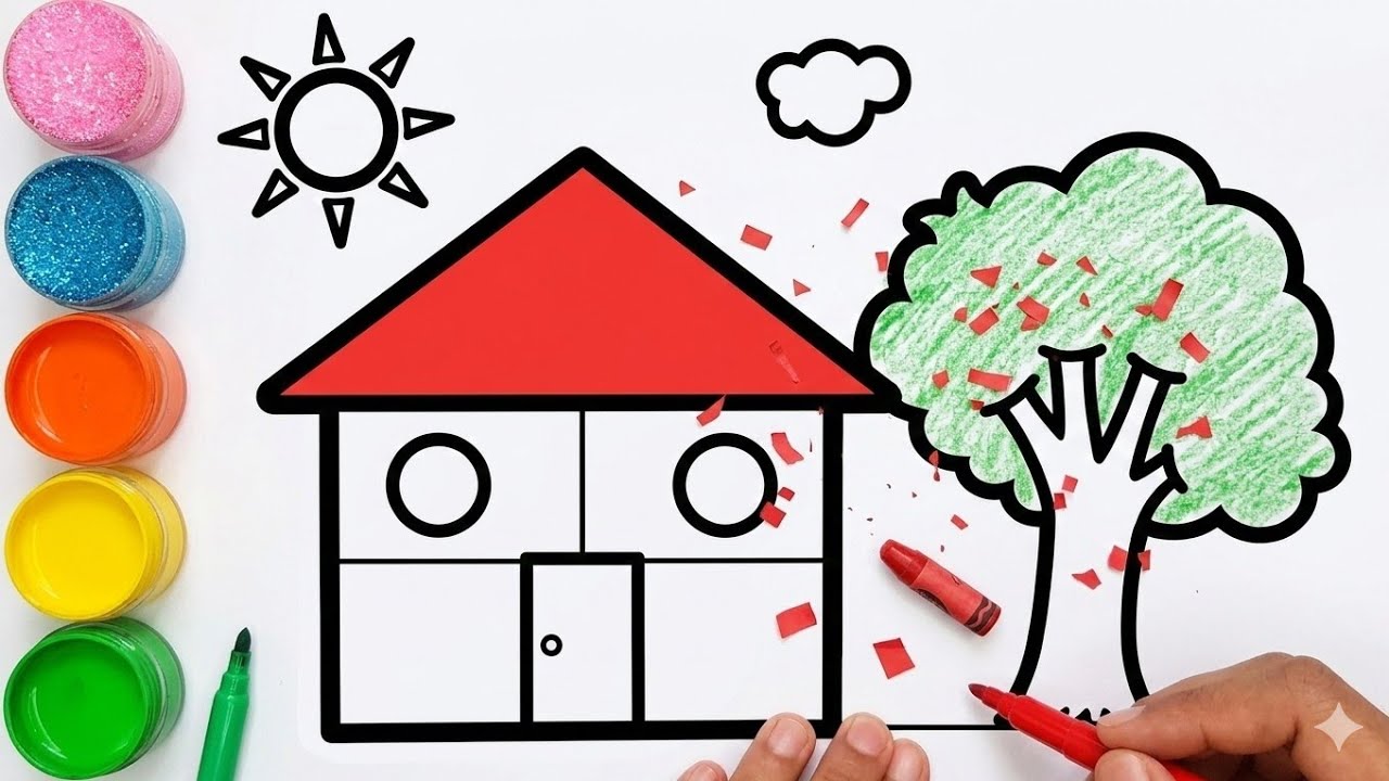 How to Draw a House for Kids 🏠 | Easy Step-by-Step Drawing