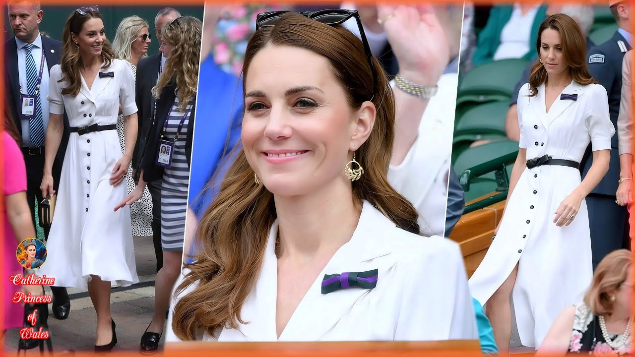 Catherine Elegant At Wimbledon In A Perfect White Summer Dress By Suzannah To Show Her Support