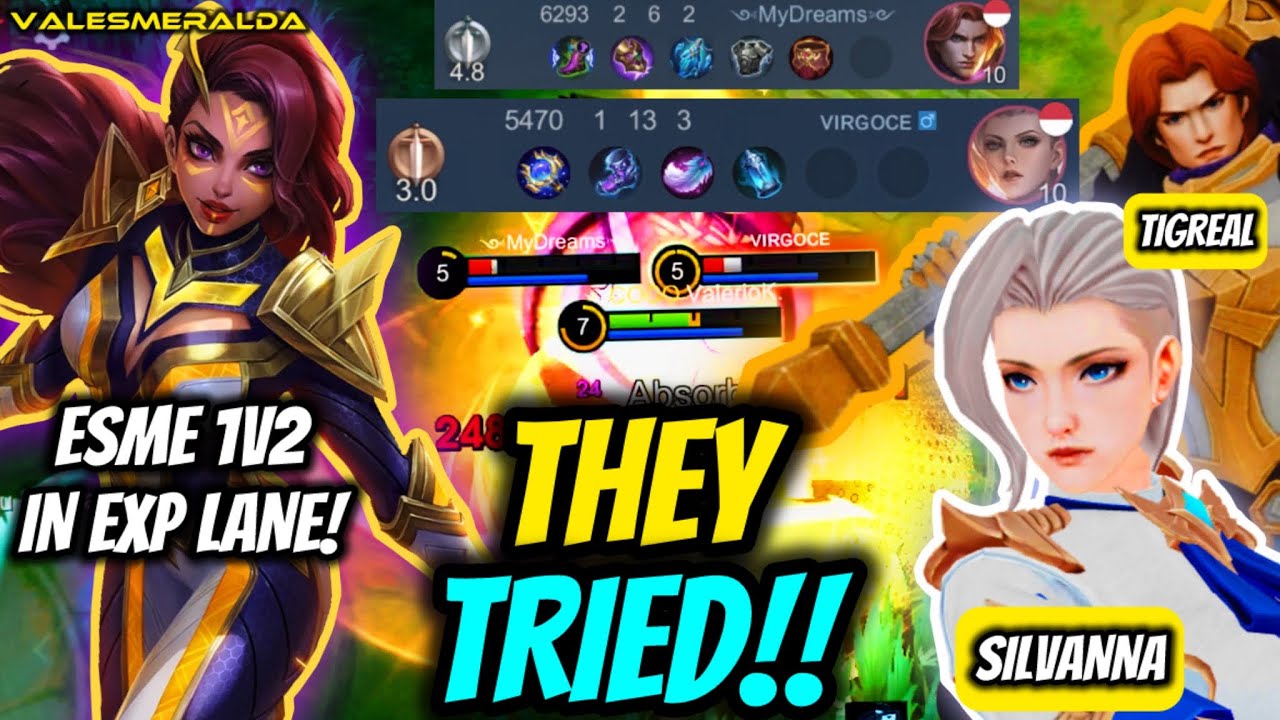 ESMERALDA 1V2 IN EXP LANE! THIS SILVANNA AND TIGREAL TRIED TO COMBO ME! THEY REGRET IT! | MLBB