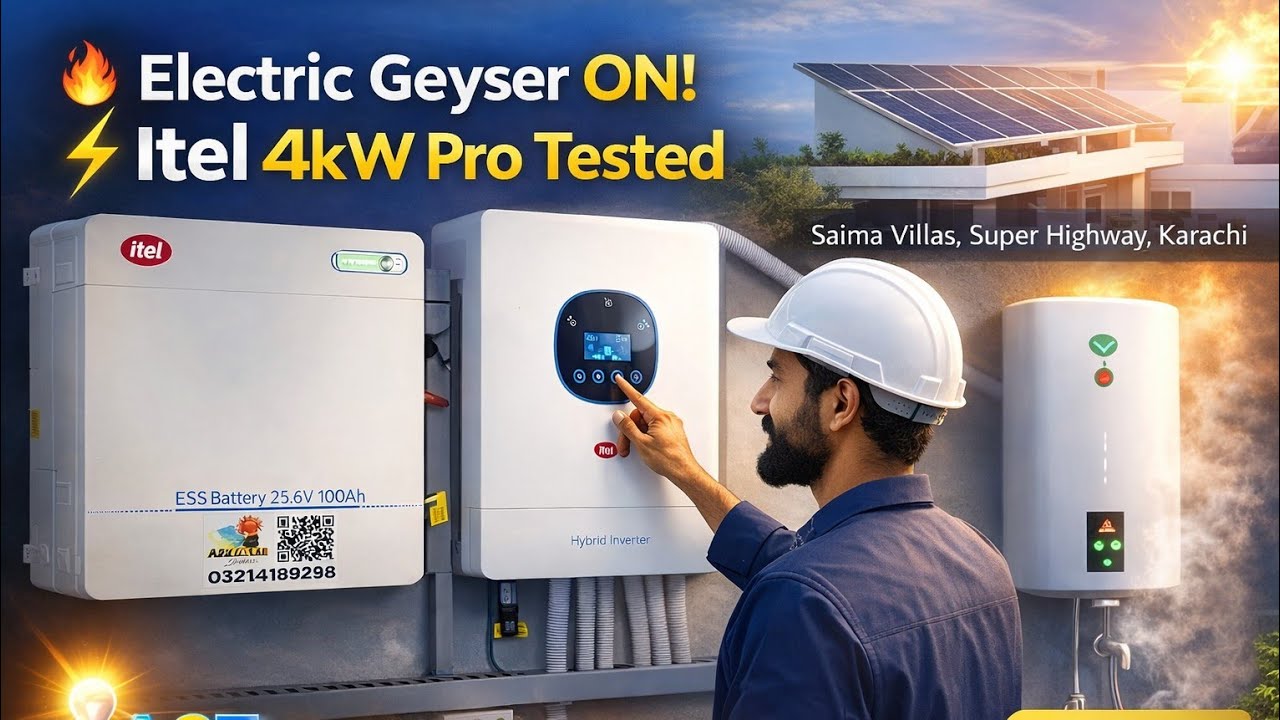 Itel 4kW Pro Solar Inverter ⚡ Complete Load Testing with Lithium Battery | Saima Villas Karachi