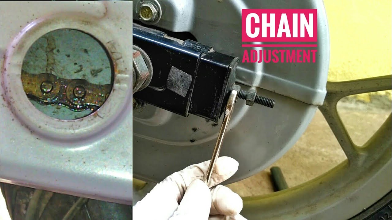 Chain adjustment in motorcycle | Discover 125 cc 100 cc chain adjustment