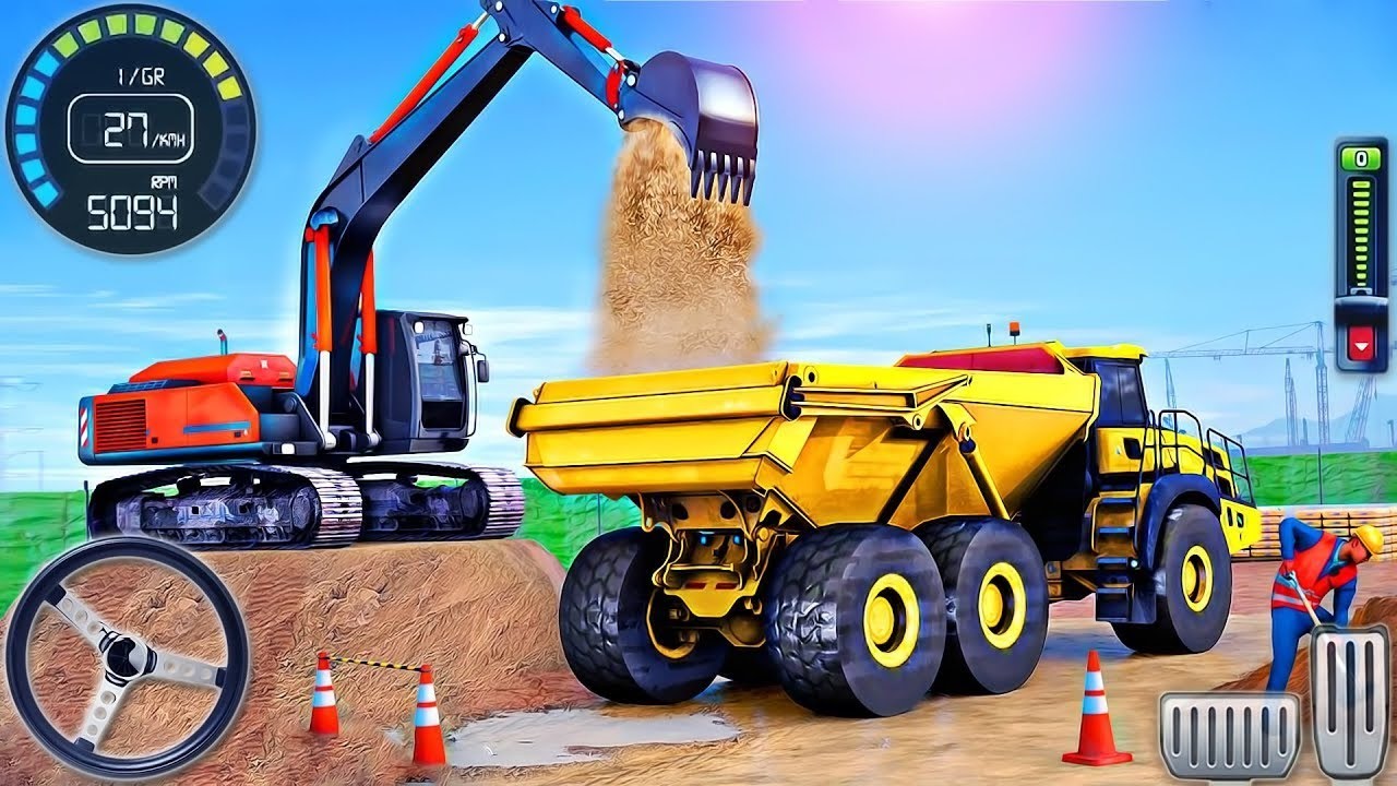 Real Excavator Game & Construction Simulator Game 3D - City Road Construction Simulator 2026 |