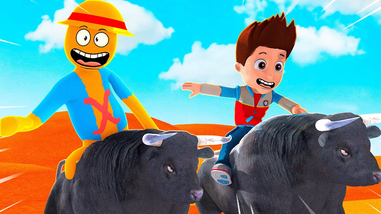 CARRERA DE TOROS CON RYDER DE PAW PATROL EN MINECRAFT 😱