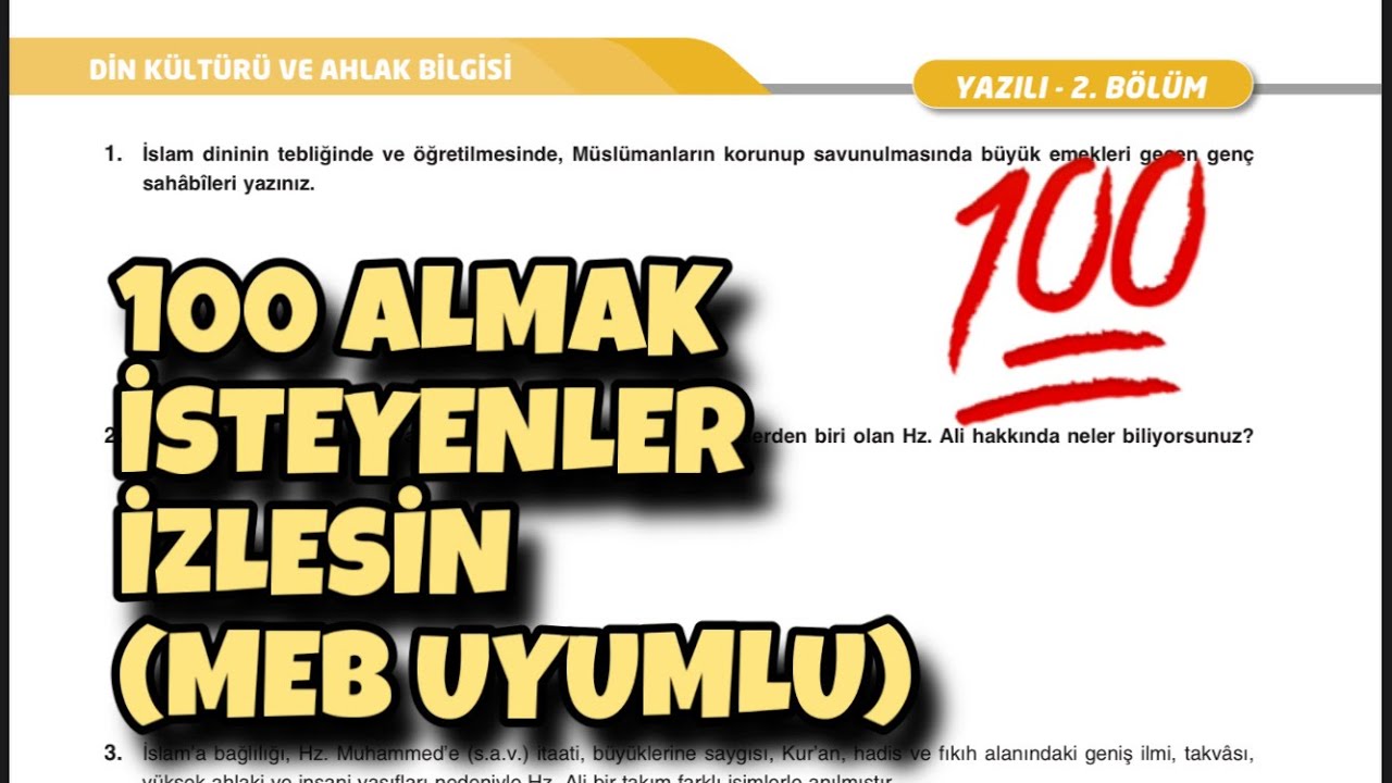 10.Sınıf Din Kültürü 1.Dönem 2.Yazılı