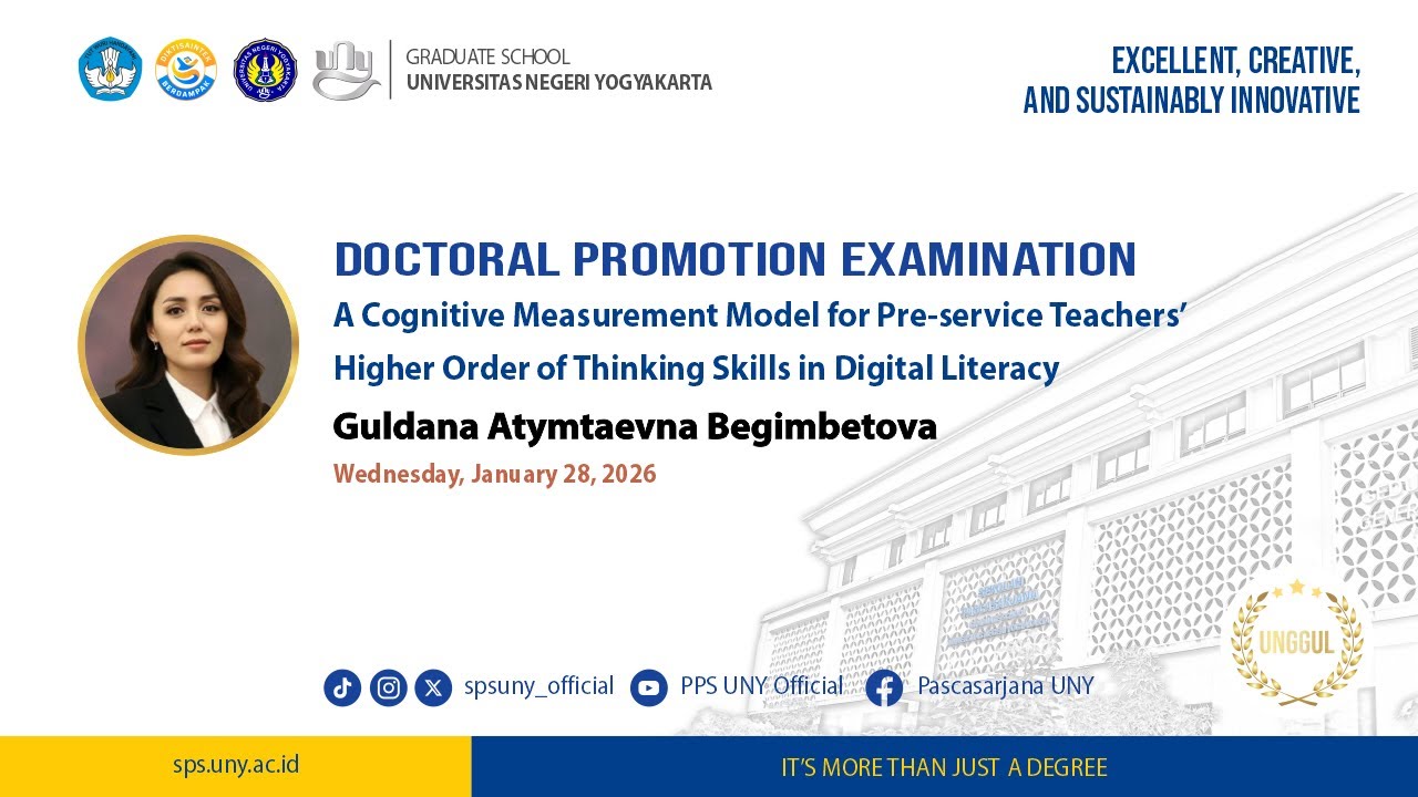 Ujian Promosi Doktor Guldana Atymtaevna Begimbetova (Program Studi S3 PEP Sekolah Pascasarjana UNY)