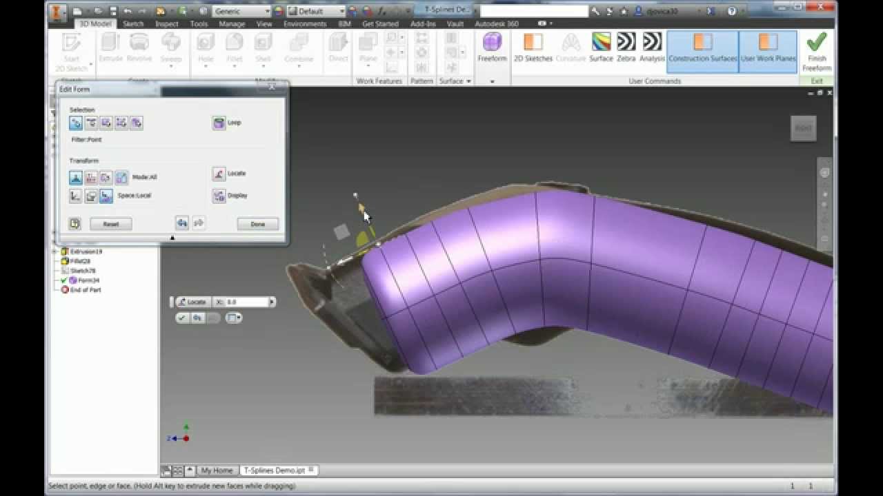 Autodesk Inventor Freeform Modelling