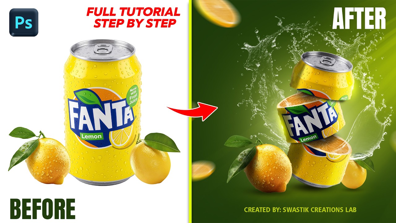Fanta Lemon Poster Design in Adobe Photoshop | Step-by-Step Tutorial