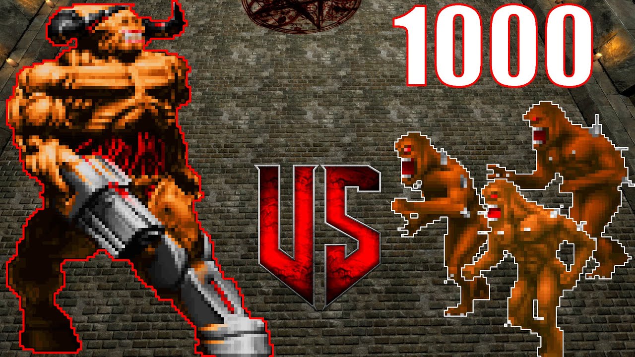 Cyberdemon vs 1000 Imp's - BRUTAL DOOM Monster Infighting - Full HD