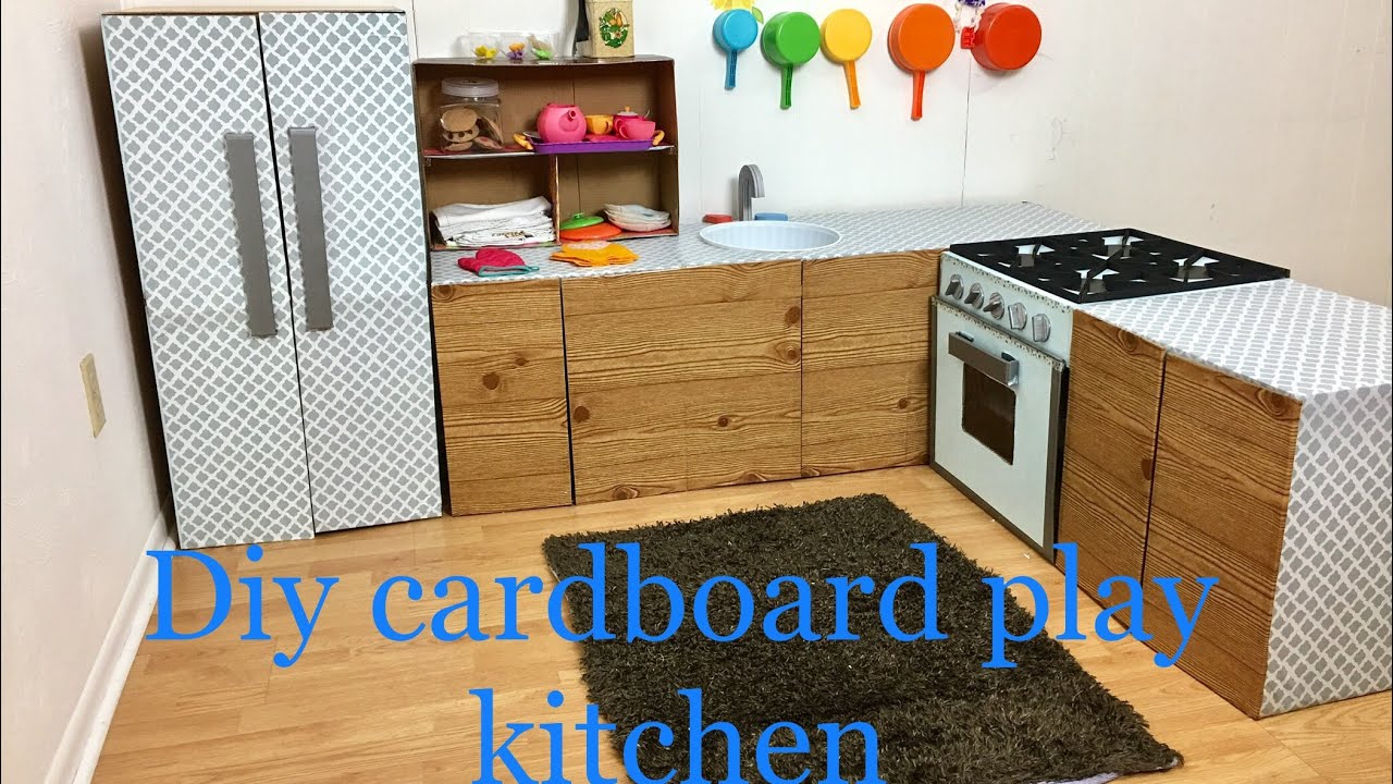 How to make cardboard kids play kitchen part 3/5 | HappyBankyCraftymom